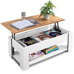 Blisswood Coffee Table With Storage, Lift Up Coffee Tables for Living Room, Wooden Coffee Table With 1 Shelf Large Hidden Storage Modern Rectangular Sofa End Lift-Top Tea Table Furniture