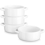 MALACASA Soup Bowls with Handles, 4 Piece 800ML Porcelain White Salad Bowls Large Serving Bowls Cereal Bowls Dessert Bowls Ramen Bowl Rice Bowls Breakfast Bowls, Microwave and Oven Safe