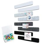 Uoisaiko Felt Pin Board Bar 13"x2", Pack of 8 Bulletin Board Strips with 40 Push Pins, Home Office Memos Notice Boards Felt Wall Tiles