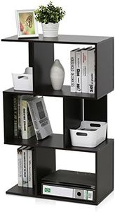 Furinno SIMPLY Book Shelf, 3-Tier Geometric Bookshelf, S-Shape Bookcase with Open Shelf, 11.8" x 23.6" x 37.3", for Organization and Storage, for Living Reoom, Bedroom, Home Office, Espresso