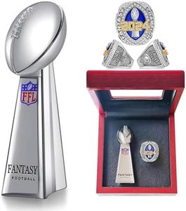 LANGE HOME 2024 Fantasy Football Trophy Set- 4 Inches,Fantasy Football Ring Chrome Replica Trophy Made for Fantasy Football Champions