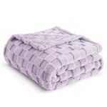 Bedsure Soft Fleece Twin Blankets for Bed, Purple Checkered Blanket for Couch, Sofa, Chair, Warm Cozy Thick Fluffy Fuzzy Plush Winter Cute Blanket Gifts for Women, Girls, 60x80