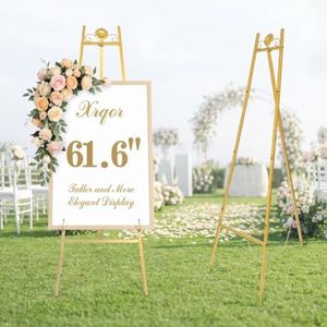 Gold Wedding Sign Stand 61.6Inch Easel Display Stand with Ground Stakes