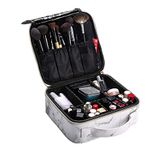 House of Quirk Makeup Cosmetic Storage Case with Adjustable Compartment - White Marble