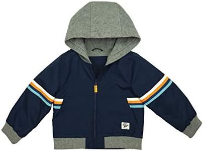 Osh Kosh Boys' Midweight Fleece Lined Windbreaker Jacket, Navy Multi Stripe, 4