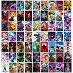 VEENSHI Set of 63 Mix Anime Wall Posters | Anime Posters | Naruto | One piece | Demon Slayer | Jujutsu Kaisen | 300 GSM Thick Wall Poster of Anime | 6x4 inches-Paper