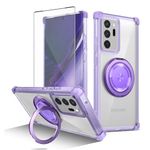 Asuwish Phone Case for Samsung Galaxy Note 20 Ultra 5G with Screen Protector Magnetic Stand Ring Holder Protective Clear Cell Cover Note20 Plus Notes 20Ultra Note20+ U + 20+ Twenty Not S20 Men Purple