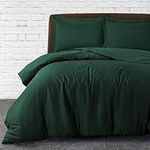 SereneSleep Full Size Duvet Cover Set Bottle Green - Soft Brushed Microfiber Bedding Sets 3Pcs, Includes 1 Duvet Cover with 2 Pillow Sham Lightweight, Breathable, Easy Care (Full, Bottle Green)