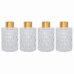 Hosley Set of 4 Mid Century Modern Glass Diffuser Bottles 4 Inch High. Ideal for Use with Essential Oils Hosley Replacement Diffusers and Hosley Reed Sticks DIY Crafts O3 Gold