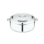 Thangam Stainless Steel Double Walled Hot Pot with Steel Lid Twist Lock- 3500ml | Silver | for Hot Dishes, Rice, Gravy, Hot Box (3.5 Litre)
