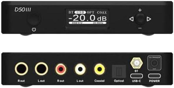 Topping D50 III 2*ES9039Q2M DAC, USB/BT5.1/Optical/Coaxial to RCA/TRS Audio DAC, Type-C Bluetooth 5.1 SPDIF Input Digital-Analog Converter, Hi-Res Audio DAC, Home Audio DAC with 12V Trigger (Black)