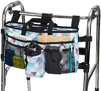 WLLWOO WLLWOO Walker Baskets for Folding Walker with Cup Holder Walker Storage Bag Hand Free Walker Organizer for Rollator, Wheelchair, Folding Walkers(Geometric)