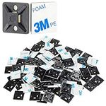 XHF 100 PCS 3/4" Black Self Adhesive Cable Zip Tie Mounts Wire Cable Clips Holders Management Anchors Organizer Holders Squares(HS-101S)