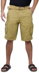 X RAY RAW X Mens Belted Cargo Shorts, Relaxed Fit Casual Knee Length Cargo Shorts for Men, Khaki, 50