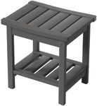 Zoopolyn HDPE Shower Bench Seat Small Bathroom Shower Benches Stool Chair with Shelf Waterproof for Inside Shower Grey