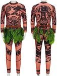 Oispvpes Maui Tattoo Costume Halloween Cosplay Jumpsuit Adult Mens outfit Women dress up L