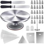 Maxkon Aluminium Alloy Revolving Cake Stand 30cm Cake Turntable 35Pcs Decorating Supplies Kit Rotating Stand Baking Tools Aluminium Piping Tip Icing Spatula Pastry Bag Flower Nail