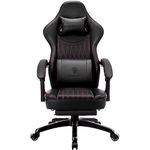 Dowinx Gaming Chair Breathable PU Leather Gamer Chair with Pocket Spring Cushion, Ergonomic Computer Chair with Massage Lumbar Support,Adjustable Swivel Task Chair with Footrest(Black)