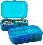 Pill Organizer Case - (Pack of 2) Portable 6 Compartment Daily Travel Medicine Reminder Box for Your Pills, Medications, Supplements, Vitamins and Fish Oils, Blue