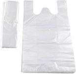 Transparent Grocery Bags Plastic Shopping Bags with Handles T Shirt Bags for Small Business Store Retail Restaurant (100, Clear(12.5 * 20in,100 pcs))