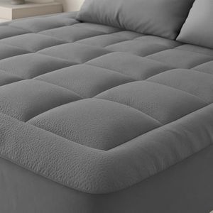 Ultra Soft Queen Mattress Topper – Viscose Derived from Bamboo Pillow Top Pad for Back Pain Relief – Cooling Comfort for Hot Sleepers, Gray