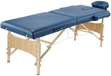 GreenLife® Basic™ 28 Inches Width Height Adjustable Portable 2 Fold Massage Reiki Facial Table Bed with Free Carrying Bag & Head Rest & Arm Rests (All Included, Blue)