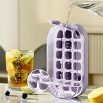 Fuvdreamer Ice Cube Tray,Ice Cube Trays for Freezer,Easy-Release 18 Nugget Ice Container with Spill-Resistant Cover,Ice Out Fast,Suitable for Cocktail, Whiskey,Beer, Coffee, Juice. (Purple)