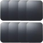 SALEX Replacement Metal Plates Set for Magnetic Car Phone Holder, Wall & Air Vent Mount, Cases, Magnets. Kit of 8 Black Rectangular Iron Discs Without Holes. 3M Adhesive Backing. Steel Sheets, 8 Pack.