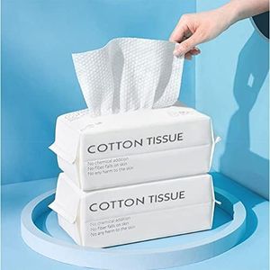 Soft Dry Wipe, 100% Cotton Facial wipes, Disposable Face Towel Lint Free, Dry Wet Use, for Sensitive Skin, Facial Cleansing, Makeup Removing, Surface Cleaning (100 Count (2 Pack))