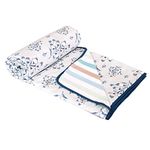 Cloth Fusion Cotton Blend Reversible Dohar Double Bed Size All Season Blanket (Floral Blossom, Pack of 1, 144 TC)