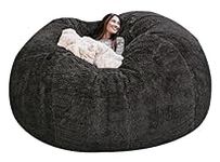 Giant Fur Bean Bag Chair for Adult Living Room Furniture Big Round Soft Fluffy Faux Fur BeanBag Lazy Sofa Bed Cover(it was only a Cover, not a Full Bean Bag)Faux Fur BeanBag Lazy Sofa Bed Cover Giant