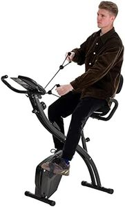 HOMCOM 2-in-1 Folding Exercise Bike, Foldable Stationary Bike with 8-Level Adjustable Magnetic Resistance, Arm Resistance Band, Pulse Sensor and LCD Display, Black