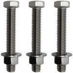 KTandT Machine Threaded, Rust Proof 304 Grade Stainless Steel HEX Head M12 X Double Nut Bolts Washer (100mm, Pack of 5)