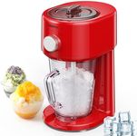 Reemix Shaved Ice Machine, Electric Ice Shaver and Snow Cone Machine with Large Capacity Storage, Portable Ice Crusher Ice Thickness Can be Adjusted, Red