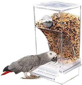 No Mess Automatic Bird Feeder, Automatic Parrot Feeder Cage Accessories, Anti Spill Bird Food Container Cage, Finch Feeder Seed Container & Drinker, Acrylic Bird Feeder for Small Birds