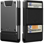 PROOF Wallet | Slim Minimalist Wallets for Men | Leather & Metal | RFID Wallet | Front/Back Pocket | Gift Box | Veteran Owned (Apex (Full Grain Black Leather | Satin Gun Metal))
