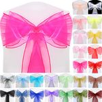 Time to Sparkle 10pcs 22x280cm Hot Pink Organza Sashes Wider Sash Fuller Bows Chair Cover Bows Sash for Wedding Party Birthday Decoration