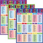 3 Pieces English Educational Posters Other Ways to Say Synonyms Poster Grammar Learning Charts for Elementary Middle School Classroom Playroom Decoration, 17 x 22 Inch