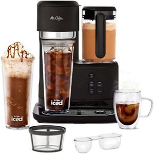 Mr. Coffee 3-in-1 Single-Serve Iced and Hot Coffee/Tea Maker with Blender with Reusable Filter, Scoop, Recipe Book, 2 Tumblers, Lids and Straws, Black