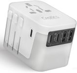 Ceptics 6 in 1 Universal Travel Adapter, Universal Outlet w/ 2X USB-A and 3X USB-C 6A, Travel Power Adapter for use in EU, UK, US, AU and More, Universal Plug for Mobiles, Laptops- UP-30KU-WH