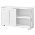 Yaheetech Sideboard Buffet Cabinet Stackable Kitchen Storage Cabinet with Sliding Door & Adjustable Shelf, Floor Cupboard for Living Room, kitchen, Hallway, 106.7 x 33 x 63 cm, White