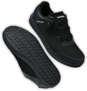 SANDUGO MTB Mountain Bike Shoes for XC/Enduro/DH Cycling, Speed Lace Dial System Stability(Flat Pedal Shoes Black 11)