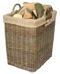Red Hamper Willow Rectangular with Lining Wicker Log Basket