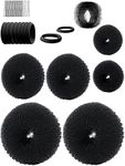 Stunner Cat Hair Bun Maker, Hair Doughnut Shaper (6PCS, 3 Sizes: Large 3.5IN, Medium 3IN, Small 2IN, Black) - Hair Styling Accessories Kit Includes Elastic Bands, Bobby Pins, Invisible Hair Nets