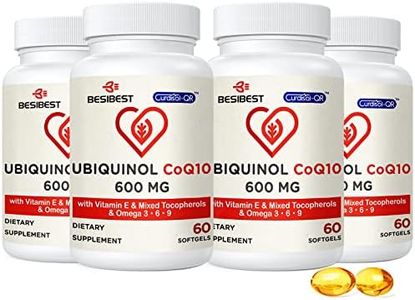 600 mg Ubiquinol CoQ10 Soft Gels for Heart Health, Powerful Antioxidant for Energy Production, 240 Count Active Form of Coq10 Gels with Vitamin E & Omega 3, 6, 9