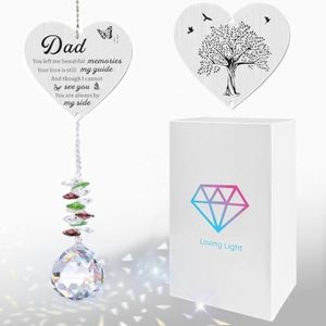 Memorial Suncatcher Gifts for Loss of Dad, Sympathy Gifts for Loss of Dad, Dad in Heaven Memorial Crystal Suncatcher for Window Home Decor (Dad)