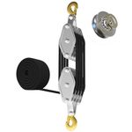 YATOINTO Rope Hoist Pulley System, 4400LB Pulley Block and Tackle, 8:1 Ratio Lifting Power 65ft, Heavy Duty Pulley Block for Hunting Lifting Heavy Objects Garage Warehouses Building