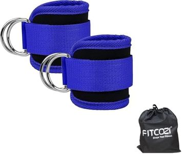 Ankle Straps for Cable Machines - Adjustable Gym Ankle Strap for Cable Machine, Neoprene Padded Cable Straps, Durable Leg Strap with Cable Cuff, Glute Kickback Ankle Strap with D Rings (Blue)