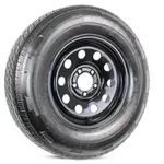 Radial ST 205/75R14 Rainier Trailer Tire On Rim 14X5.5 5-4.5 Load Range C Black Modular Wheel - 6 Year Warranty