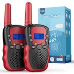 Kearui Walkie Talkies Long Range 8 Channels, Kids Walkie Talkie with VOX Function, Flashlight, Toys for 3-12 Years Old Boys & Girls, Suitable for Outside Adventure, Camping, Hiking (Black-Red)